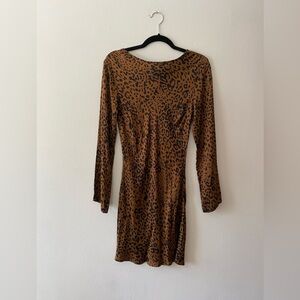Bella Dahl Brown Leopard Long Sleeve Dress